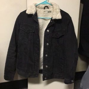 Black Denim Sherpa Jacket
